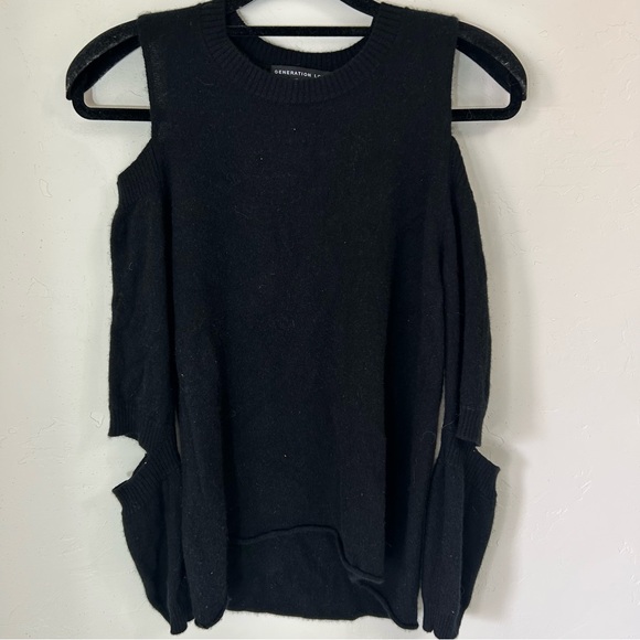 Generation Love cashmere Black cold shoulder sweater size XS - Picture 3 of 12